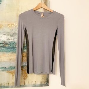 Bailey 44 long sleeved leather striped tee